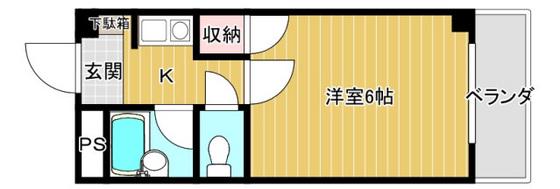 祇園ラフィーネ(1K/3階)の間取り写真