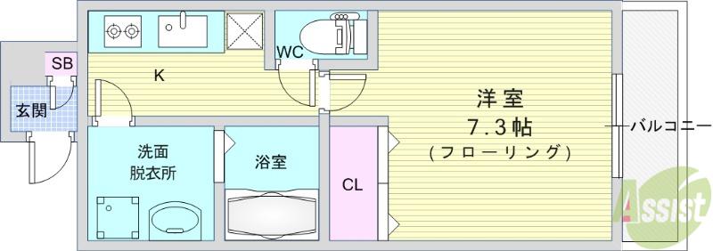 エステイトE池田1(1K/2階)の間取り写真