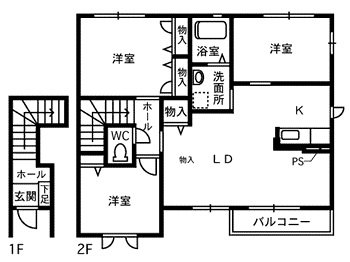 ブルーインパルス(3LDK/2階)の間取り写真