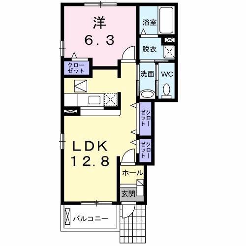 KハウスIV(1LDK/1階)の間取り写真