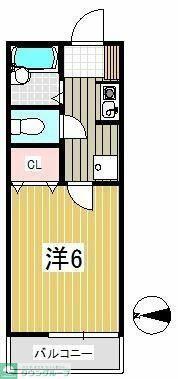 バーミンハイム(1K/1階)の間取り写真