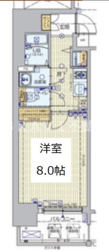 ジアコスモ谷町四丁目(1K/2階)の間取り写真