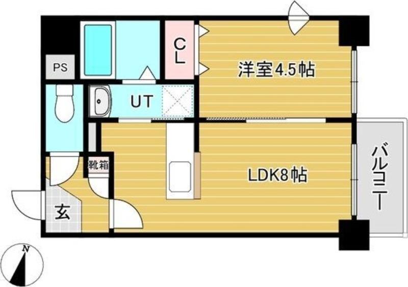 シュクル医大南(1LDK/5階)の間取り写真