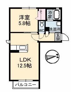 シャーメゾン津山 C棟(1LDK/2階)の間取り写真