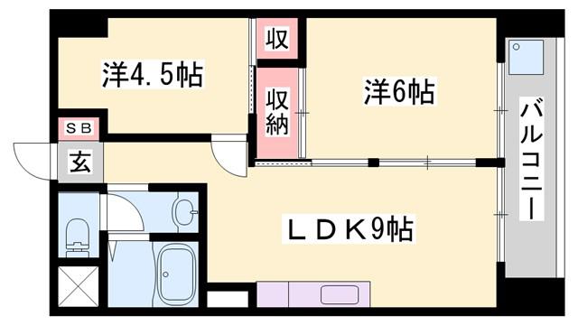 インタービレッジ西夢前台(2LDK/4階)の間取り写真