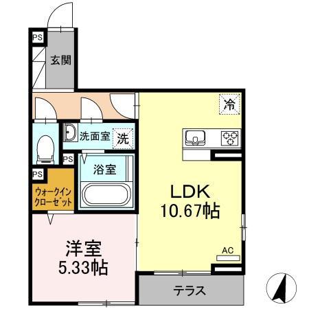 GOLDEN RINGS 12(1LDK/1階)の間取り写真