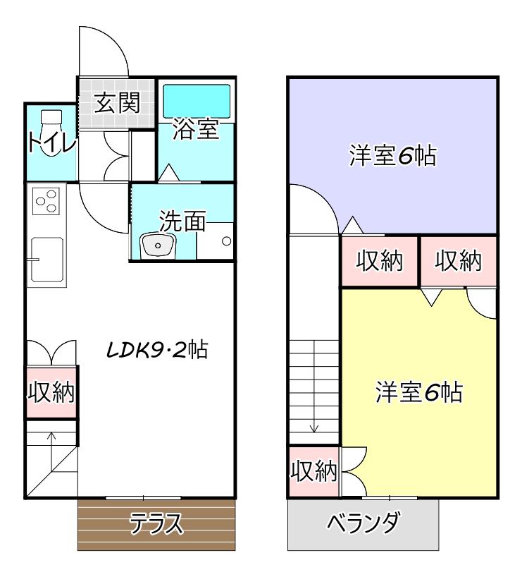 グランパ I棟(2LDK/1階)の間取り写真