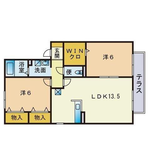 エイコーン南風台(2LDK/1階)の間取り写真
