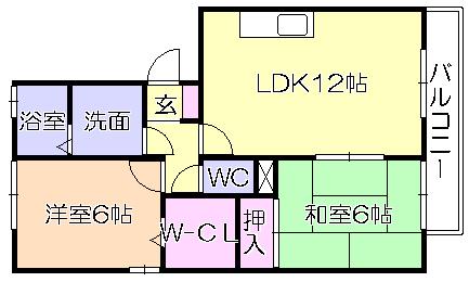 ペイサージュ上津(2LDK/2階)の間取り写真
