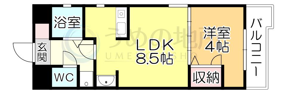 みついビル(1LDK/6階)の間取り写真