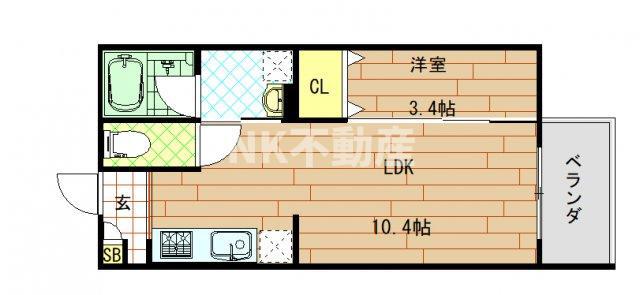 ASSO鴻池(1LDK/2階)の間取り写真