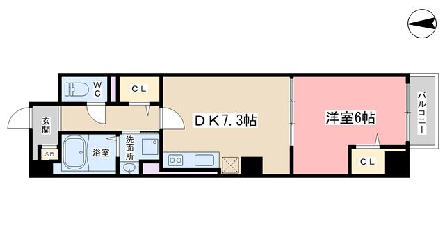 KSコート京都(1DK/5階)の間取り写真