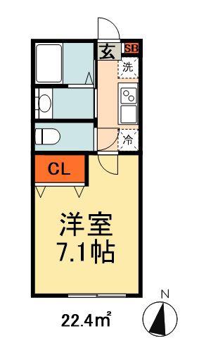 アルカ誉田(1K/1階)の間取り写真