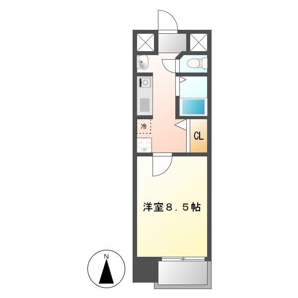 クレスト覚王山(1K/6階)の間取り写真