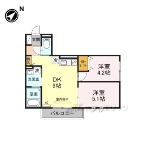 RICHESSE枚方(2DK/2階)の間取り写真
