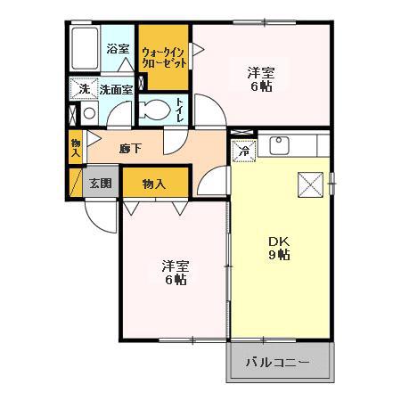 エバーグリーンハイツ III(2DK/1階)の間取り写真