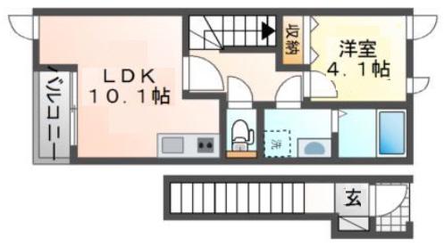 エッセンティア谷上(1LDK/2階)の間取り写真