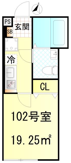 CFジオーレ北綾瀬テラス(1K/1階)の間取り写真