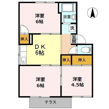 プレジール寿(3DK/1階)の間取り写真