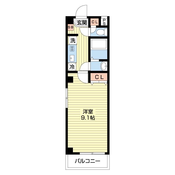 BELLAUBE大久保(1K/2階)の間取り写真