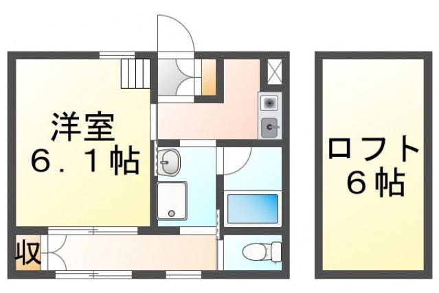 パロス江坂垂水町(1K/2階)の間取り写真