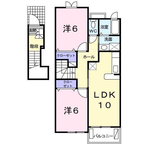 グレイスレジデンスB(2LDK/2階)の間取り写真