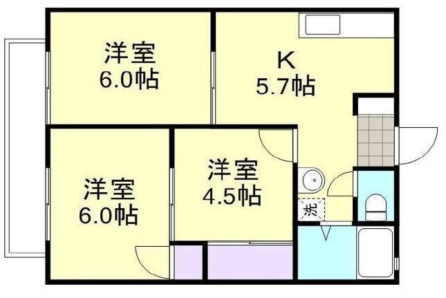 サンシティーナカノB棟(3K/2階)の間取り写真