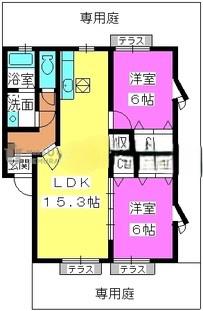 もくせい館(2LDK/1階)の間取り写真