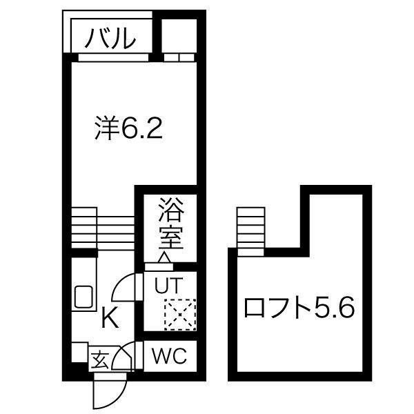 ショコラン(1K/2階)の間取り写真