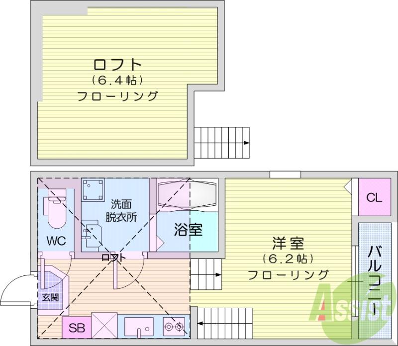 ハーモニーテラス長町4(ワンルーム/1階)の間取り写真