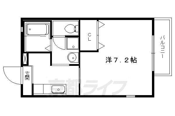 ラフィネ北白川II(1K/2階)の間取り写真