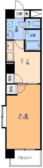 シャンピア味酒(1DK/5階)の間取り写真