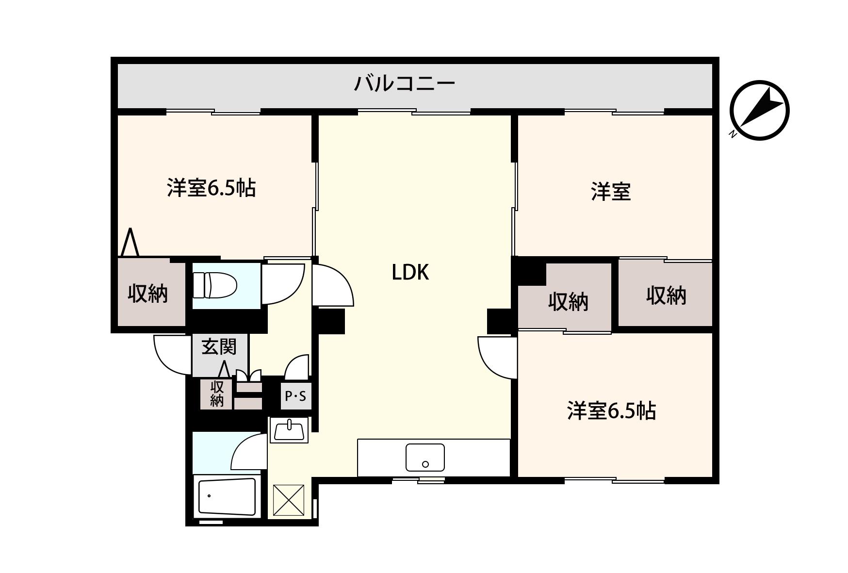 アシスト第3函館マンション(3LDK/1階)の間取り写真