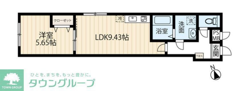 グランツ立川(1LDK/1階)の間取り写真