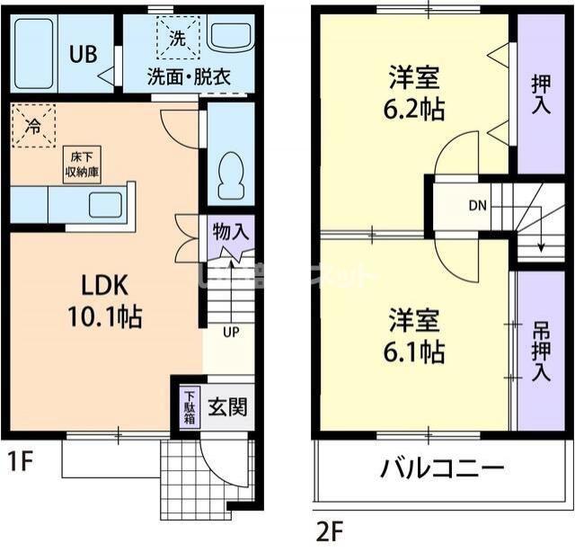 コスモス B(2LDK/1階)の間取り写真