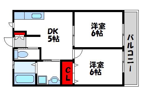 ソレアード水巻(2DK/2階)の間取り写真