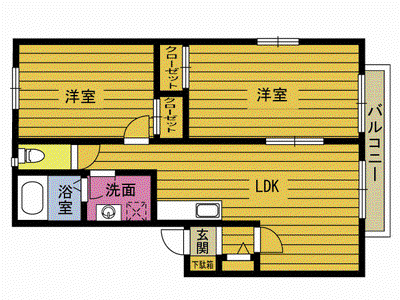 はなみずき東館(2LDK/1階)の間取り写真