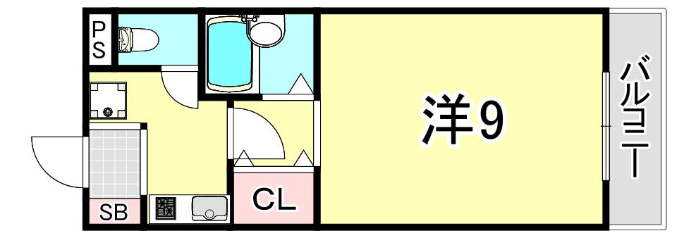 リアンジェ園田(1K/2階)の間取り写真