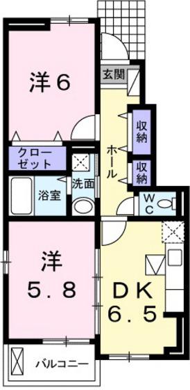 パラス・アテナ(2DK/1階)の間取り写真