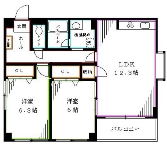 カサベラ(2LDK/2階)の間取り写真
