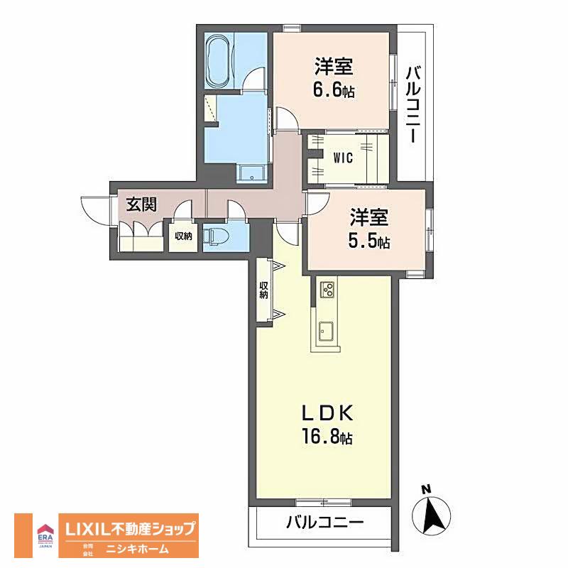 ベレオ安宅(2LDK/3階)の間取り写真