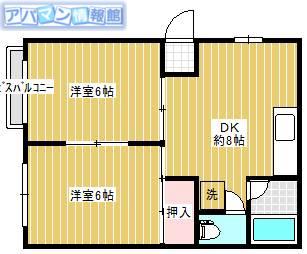コート・サバビエ A棟(2DK/1階)の間取り写真