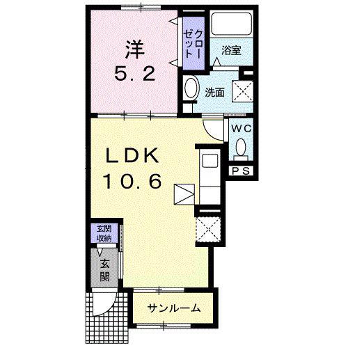 フロンティア・コート(1LDK/1階)の間取り写真
