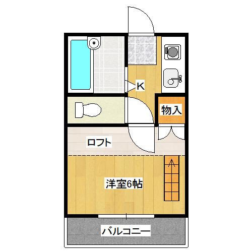 アーク乙多見(1K/1階)の間取り写真