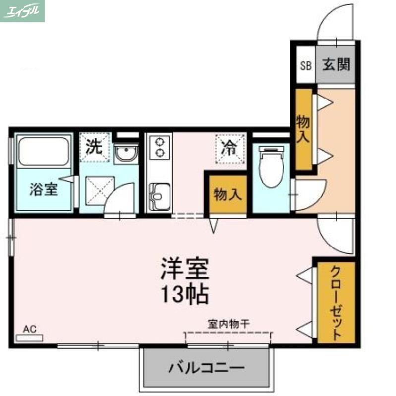 アルファームB棟(ワンルーム/2階)の間取り写真