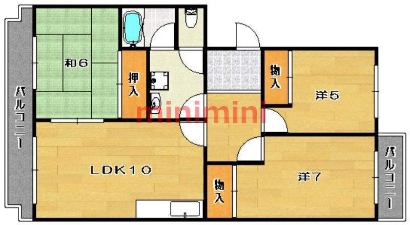 フレア北島(3LDK/2階)の間取り写真