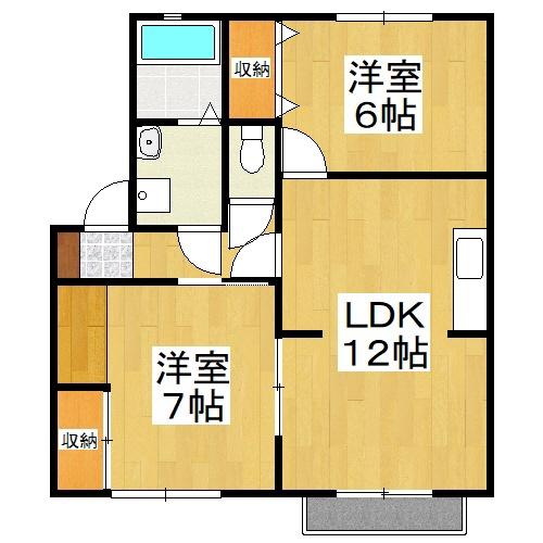 ベルエポック原尾島A(2LDK/2階)の間取り写真