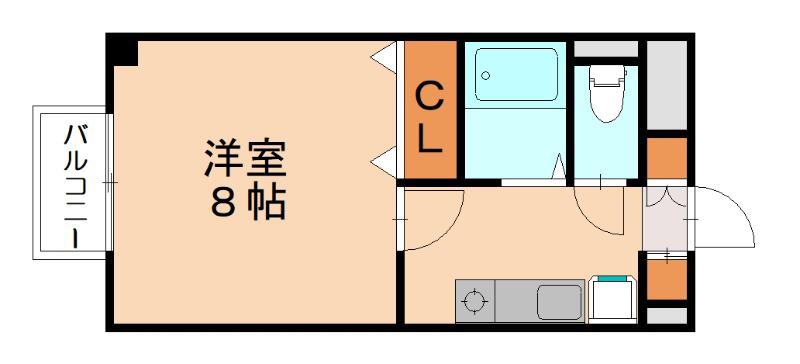ルームハイツ中原田(1K/1階)の間取り写真