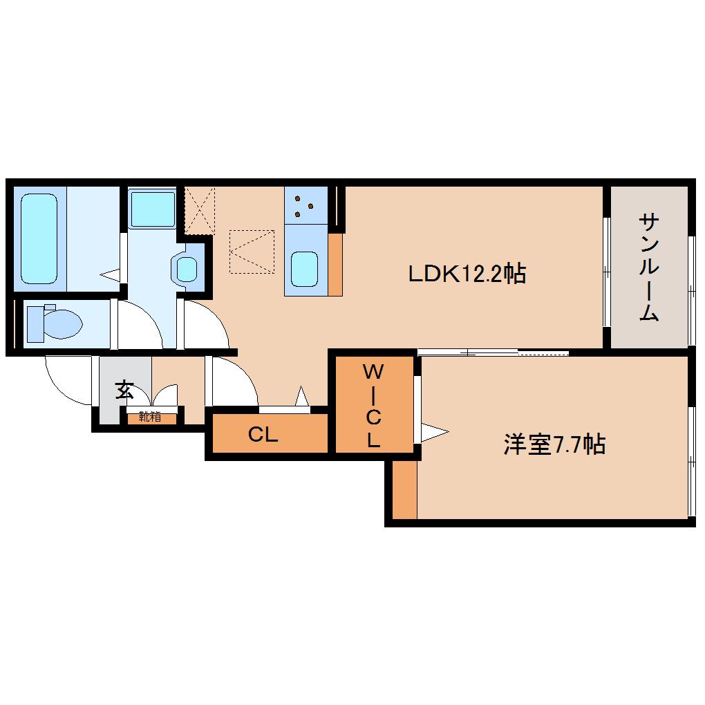ハイフィールドIII(1LDK/1階)の間取り写真