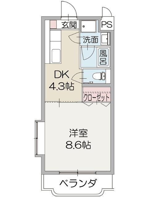 ハイブリッジ(1DK/3階)の間取り写真